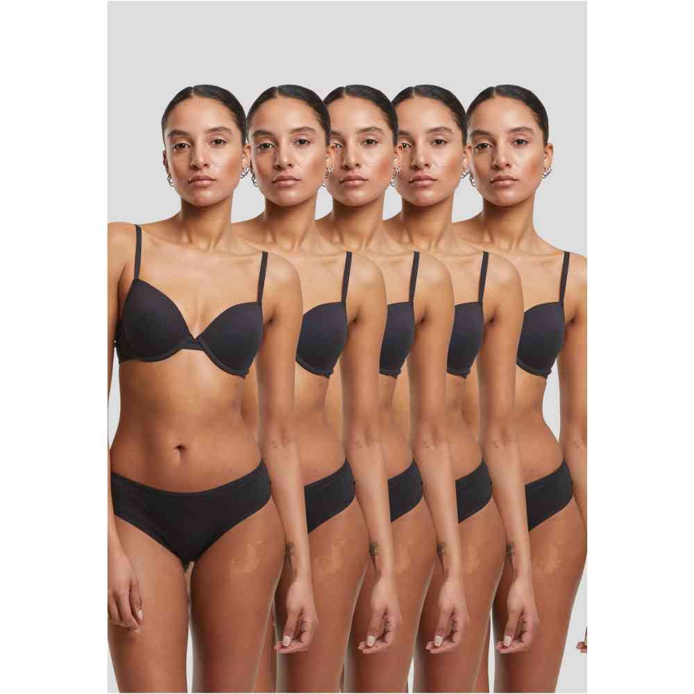 Urban Classics - Basic Cotton Brazilian 5-Pack Culotte set - Noir